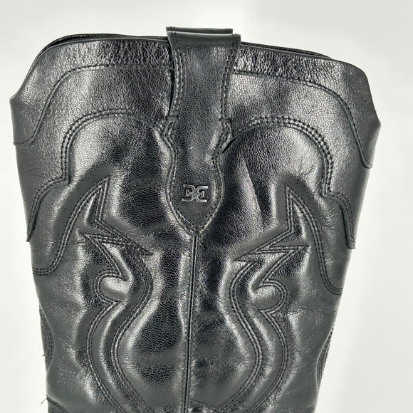 Sam Edelman Size 7 James Black Leather Pointed Toe Western Cowboy Boots Women - Picture 4 of 16